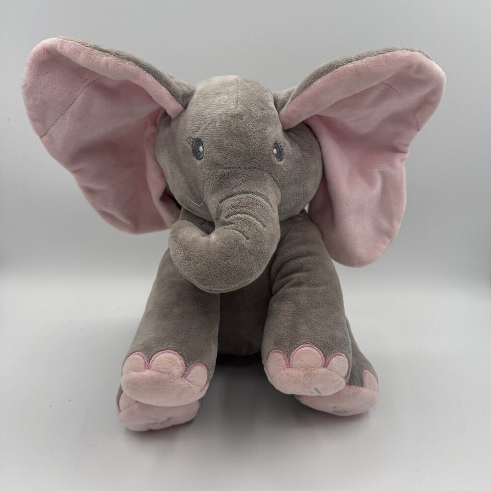 Dimple Elephant Plush Interactive Peek-a-Boo Singing Animated Works Gray & Pink